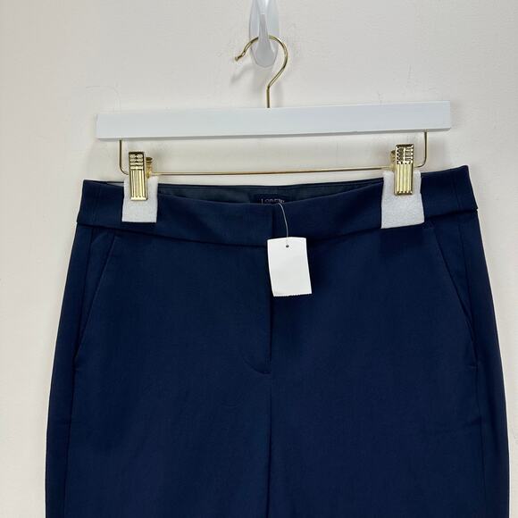 J.Crew Petite Kelsey Cotton Blend Flare Pant High Waist Navy Slim Crop US 8 NWT - Picture 7 of 13